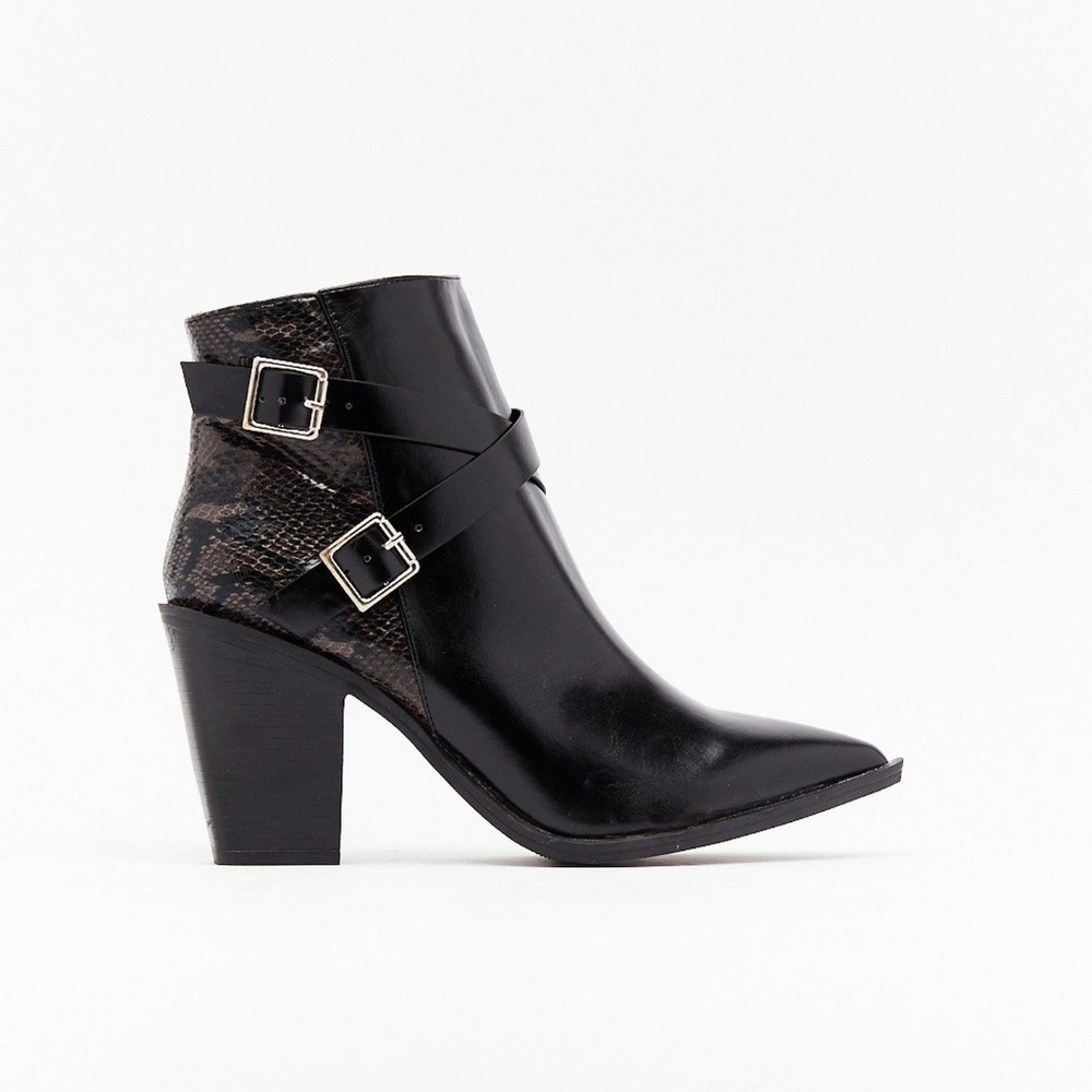 Nasty Gal Snake Print Ankle Boots Size 6